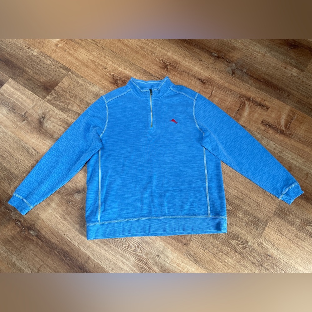 Tommy Bahama Tobago Bay Half Zip Sweatshirt Mens Blue 2XL XXL Preppy Sweater